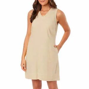 Briggs New York womens Briggs Ladies' Ruffle V-neck Linen Blend Dress size M NWT